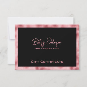 Tarjeta de certificado de regalo de Relieve metali