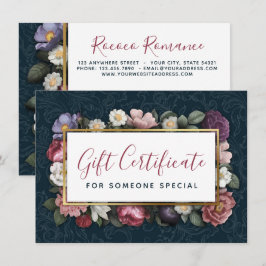 Tarjeta de certificado de regalo de Rococo Damask