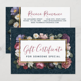 Tarjeta de certificado de regalo de Rococo Damask