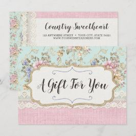 Tarjeta de certificado de regalo de Shabby Chic Fl