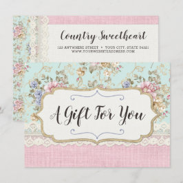 Tarjeta de certificado de regalo de Shabby Chic Fl