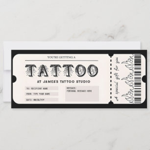 Tarjeta de certificado de regalo de tatuaje person