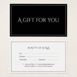 Tarjeta de certificado de regalo elegante negro pa