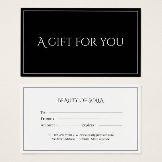 Tarjeta de certificado de regalo elegante negro pa