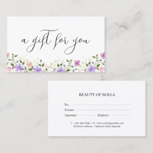 Tarjeta de certificado de regalo floral para peque
