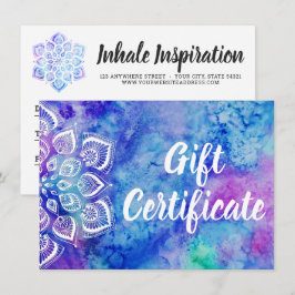Tarjeta de certificado de regalo holístico Mandala