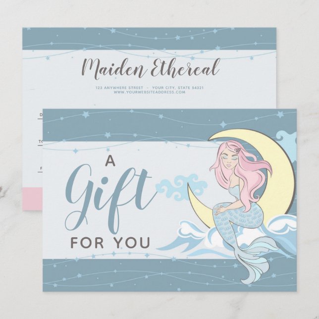 Tarjeta de Certificado de Regalo Místico de Sirena (Anverso / Reverso)