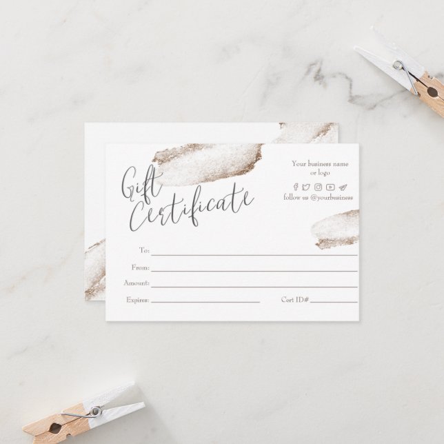 Tarjeta de certificado de regalo para empresas de  (Anverso/Reverso In Situ)