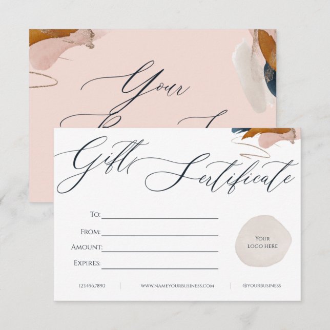 Tarjeta de certificado de regalo para empresas en  (Anverso / Reverso)