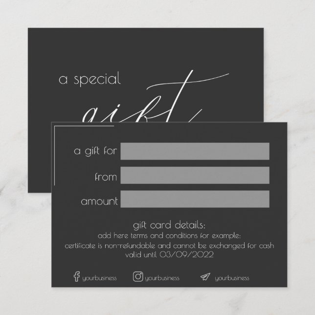 Tarjeta de certificado de regalo para empresas min (Anverso / Reverso)