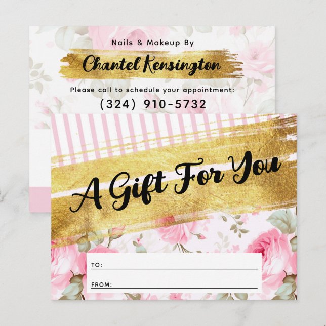Tarjeta de certificado de regalo para Rosas de col (Anverso / Reverso)