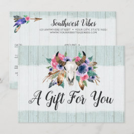 Tarjeta de certificado de regalo Rustic Floral Cow