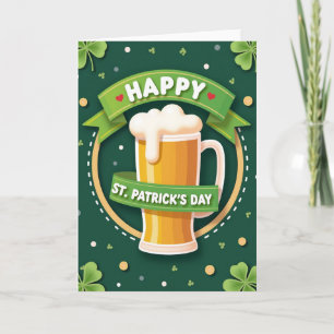 Tarjeta de cerveza con patrón de corazón para San