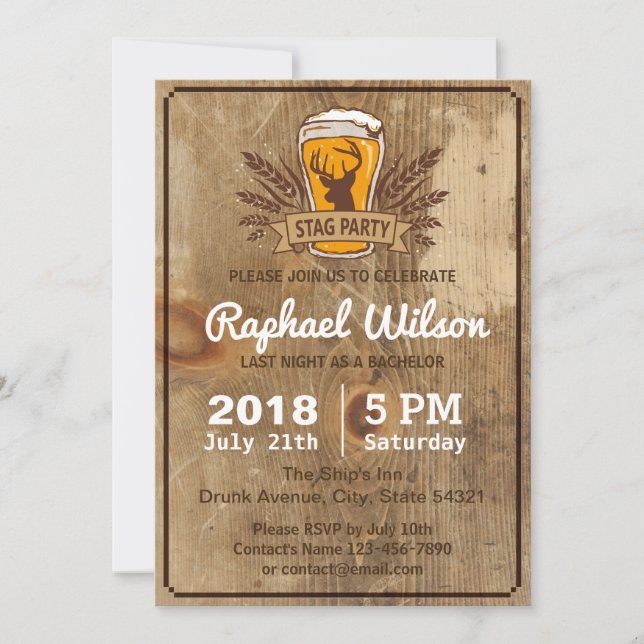 Tarjeta de Cerveza Fría y Despedida de Soltero (Anverso)