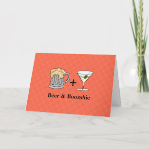 Tarjeta de cerveza y martini para parejas
