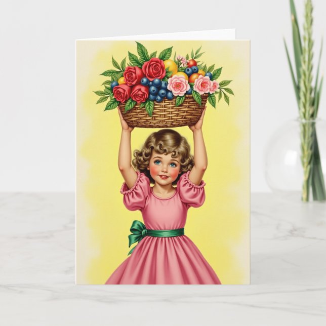 Tarjeta de Cesta de Cosecha de Chica Dorada (Anverso)