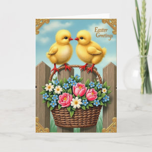 Tarjeta de Cesta de Crías de Primavera