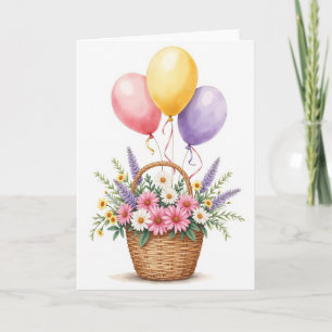 Tarjeta de cesta de cumpleaños alegre