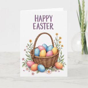 Tarjeta de Cesta de Huevos de Pascua de Primavera