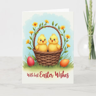 Tarjeta de Cesta de Pájaros de Primavera