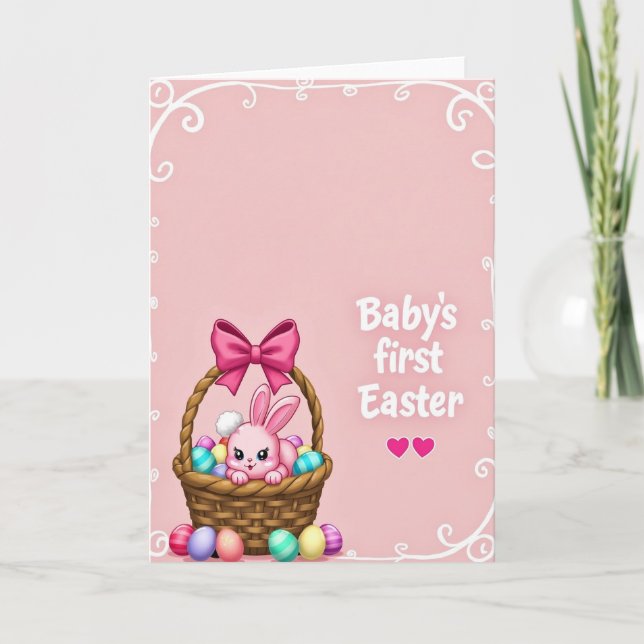 Tarjeta de cesta de Pascua a rayas (Anverso)