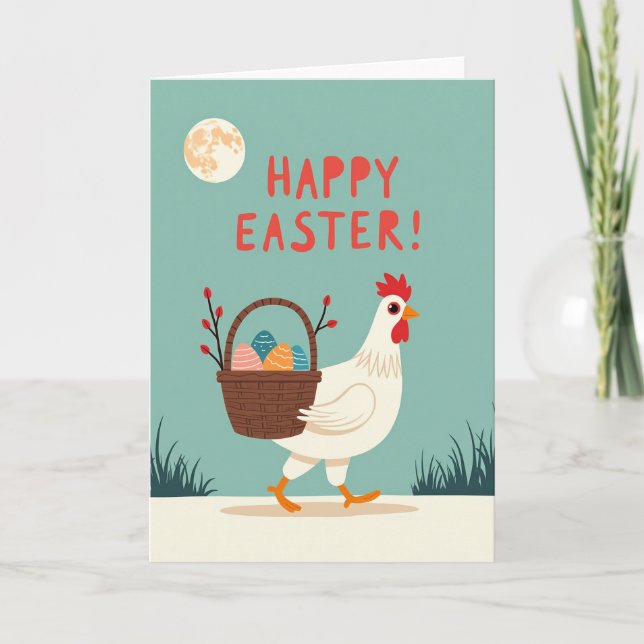 Tarjeta de cesta de Pascua feliz (Anverso)
