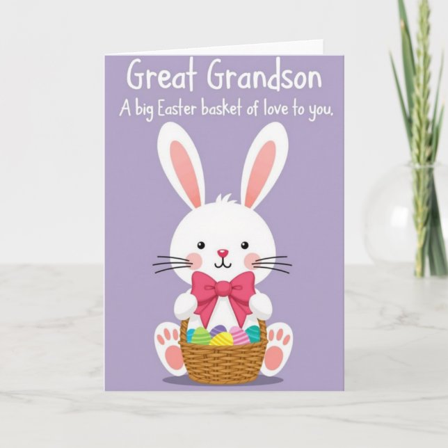 Tarjeta de Cesta de Pascua para Bisnieto (Anverso)