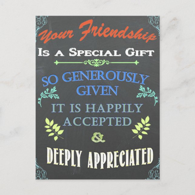 Tarjeta de Chalkboard de amistad (Anverso)