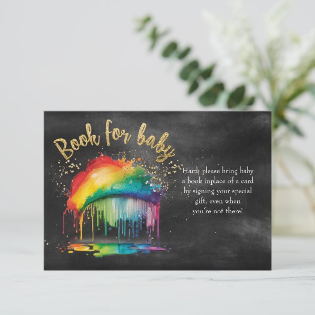 Tarjeta de Chalkboard de Baby Shower Rainbow para  (Anverso de pie)