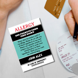 Tarjeta de Chef de Alerta de Alergia Personalizada