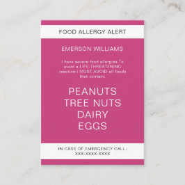 Tarjeta de Chef Personalizada de Alergia Alimentar