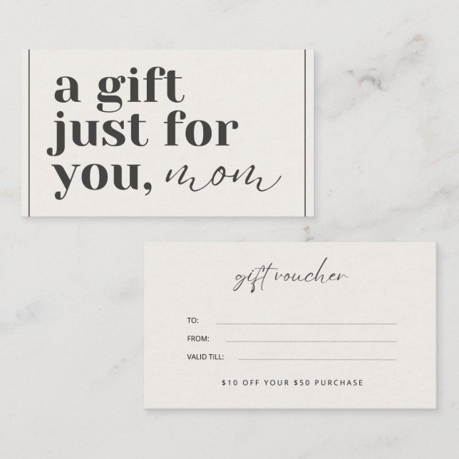 Tarjeta de cheques de regalo para el día de la mad (Anverso / Reverso)