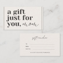 Tarjeta de cheques de regalo para el día de la mad