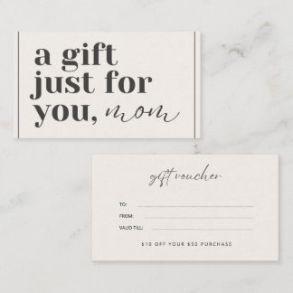 Tarjeta de cheques de regalo para el día de la mad