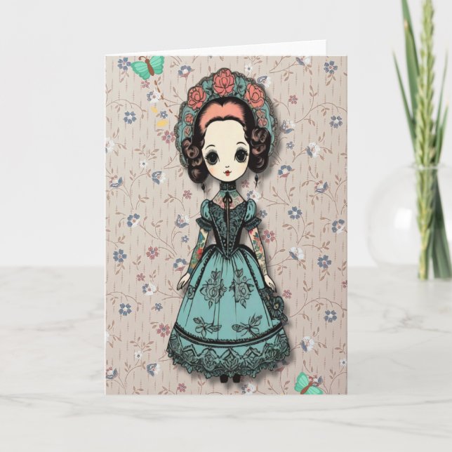 Tarjeta de Chica con tatuaje de bonito sin texto (Anverso)