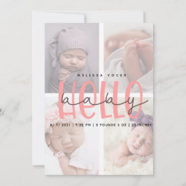 Tarjeta de chica de anuncio de nacimiento rosa