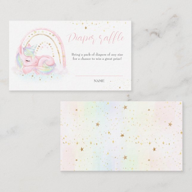 Tarjeta de Chica de Baby Shower de Unicorn Diaper  (Anverso / Reverso)