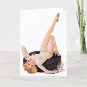 Tarjeta de Chica de barniz de vintage