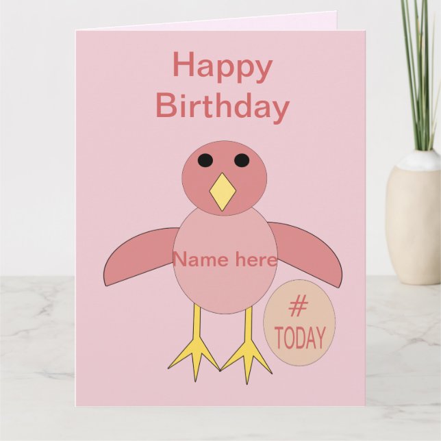 Tarjeta de Chica de cumpleaños rosa personalizado (Anverso)