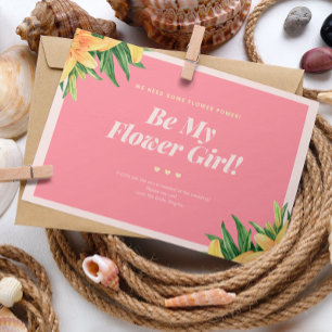 Tarjeta de chica de flor Boda tropical