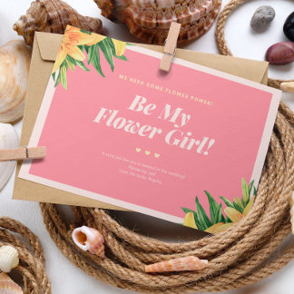 Tarjeta de chica de flor Boda tropical