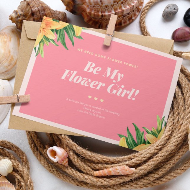 Tarjeta de chica de flor Boda tropical (Subido por el creador)