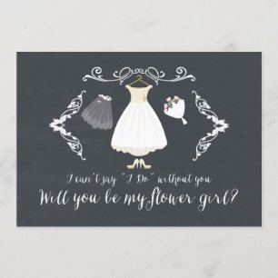 Tarjeta de Chica de Flores con Pizarra Elegante ¿Q