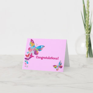 Tarjeta de Chica de Recién nacido de mariposas