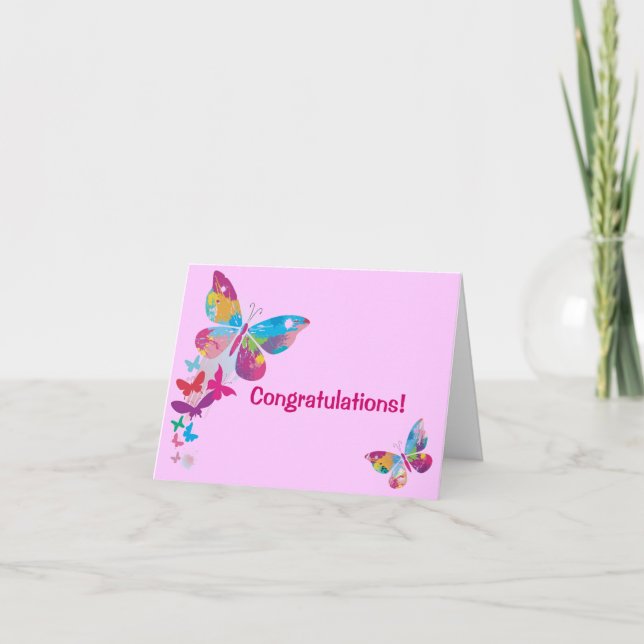 Tarjeta de Chica de Recién nacido de mariposas (Anverso)
