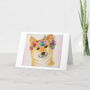 Tarjeta de Chica de Shiba Inu<Blank Inside>