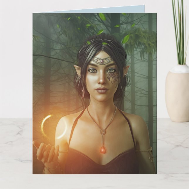 TARJETA DE CHICA ELF DE CUMPLEAÑOS PARA ELLA (Anverso)