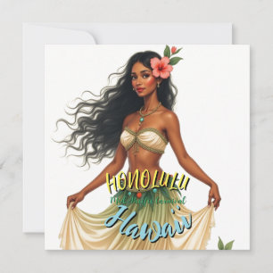 Tarjeta de Chica Honolulu Viaje de Hawái con estil