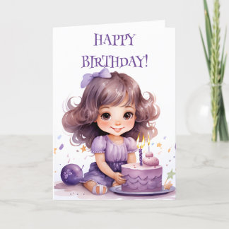 TARJETA DE CHICA LAVENDER BIRTHDAY
