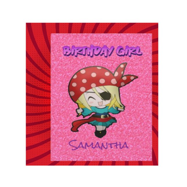 Tarjeta de Chica pirata de pasto rosado de cumplea (Introducing our Pink Pastel Glitter Pirate Girl Card — it's not just cute, it's absolutely delightfu)
